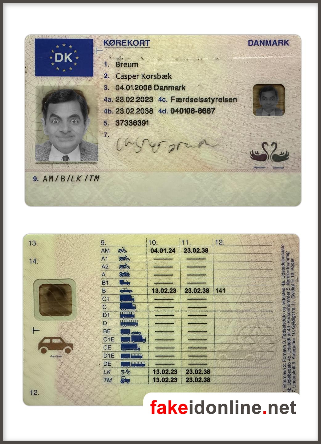 Denmark Driver License PSD Template